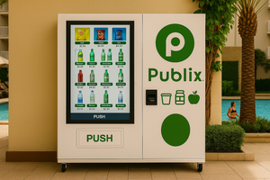 MEVend™ 55 – 55” Smart Interactive Vending Machine with Digital Touchscreen, Refrigeration, and Custom Branding