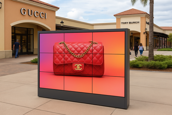 MEV-o 55” Outdoor LCD 3 x 3 Video Wall | 3500 Nits Ultra-Bright, Anti-Glare, Narrow Bezel Digital Signage for Outdoor Advertising, Malls & Transportation Hubs