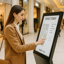 MELE 32” Interactive Indoor Kiosk – Compact Tilted Touchscreen for Public Engagement