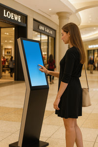 MELE 32” Interactive Indoor Kiosk – Compact Tilted Touchscreen for Public Engagement