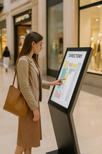 MELE 32” Interactive Indoor Kiosk – Compact Tilted Touchscreen for Public Engagement