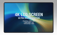 4K LCD screen with specifications on a gray background